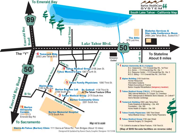 Map of South Lake Tahoe area facilities